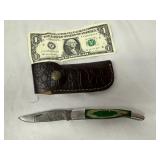 Damascus Steel Pocket Knife W/ Sheath #2