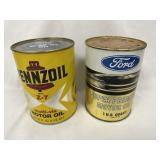 Pennzoil and Ford Motor Oil Cans