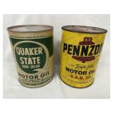 Quaker State and Pennzoil Motor Oil Cans