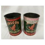Lot of 2 Falcon Motor Oil Cans