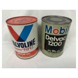 Valvoline and Mobil Motor Oil Cans
