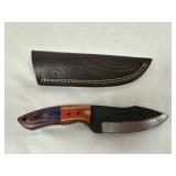 Forged Steel Knife W/ Leather Sheath And USA Wood