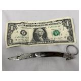 Damascus Steel Pocket Knife With Keychain