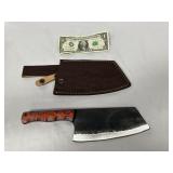 Forged Steel Butcher Knife W/ Leather Sheath