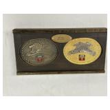 The Consitution Bronze and Gold Belt Buckles