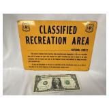 U.S Forest Classified Recreation Area Metal Sign