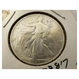 1945 Walking Half Dollar Coin - - 90% Silver