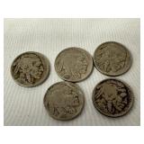 Lot of 5 Dated Buffalo Nickels