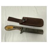 Wooden Handle Damascus Steel Straight Edge Knife
