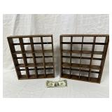2 Wood Collectibles Cubby Frames