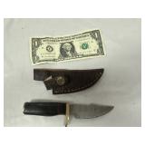 Damascus Steel Short Blade Knife W/ Sheath