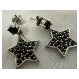Sterling Silver & Saphire Star Dangle Earrings