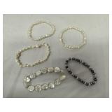 Five Freshwater Peart Stretch Bracelets