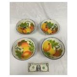 Lot of 4 Painted Peaches Bowls