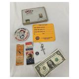 Lot of Mix Items (Buttons, Sign, Tickets, Jewerly)