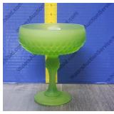 Green Satin Glass Compote Green Satin Glass Compote