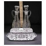 Pressed Glass Butter Dish & Cruets