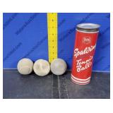 VINTAGE Spalding Tennis Balls in Metal Can
