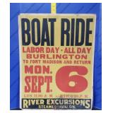 VINTAGE Burlington BOAT RIDE POSTER
