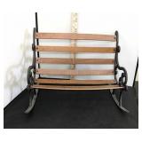Cast iron bench and handmade animals