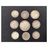 7 silver foreign coins