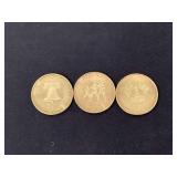 Trio of National Bicentennial copper coins - 1976