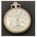 Elgin open face pocket watch, winds and works