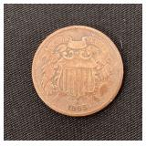 1865 two cent piece, good