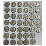 40 +/- Silver quarters, various years