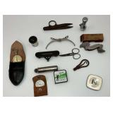 Keen Kutter Germany embroidery scissors, Stanley 3' level, Starrett screw pitch gage