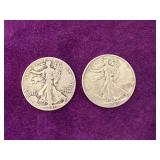 1941 and 1943 Walking Liberty half dollars