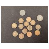 13 Indian head pennies