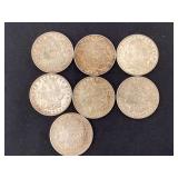 7 Morgan silver dollars