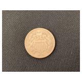 1865 two cent piece, fine