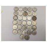 32 Kenndy silver half dollars.