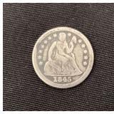 1845 seated dime, scratch on obverse
