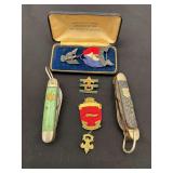 Girl Scout and Boy Scout pocket knives, Eagle Scout badge