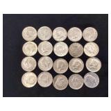 20 Kennedy silver half dollars