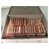 100 +/- rolls of pennies - possibly some wheat pennies