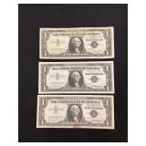 (3) $1 silver certificate star notes