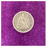 1853-O half dime with arrows
