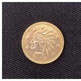 1849 California gold with sunrise and bear token, restrike