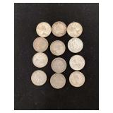 12 Canadian silver dimes