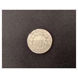 1867 shield nickel, good