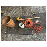 Electrical supplies, trouble light, shop light, extension cord, yard stick, etc.