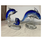 Art glass dolphin figurines