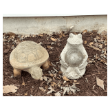 Concrete frog and turtle up to 9' T.