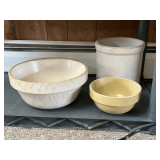 Crock bowls & 7 1/2' crock