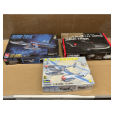 Star Trek models and P38 lighting plane