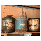 Mobilgrease 5-gallon can, Vitalized motor oil 5-gallon cans